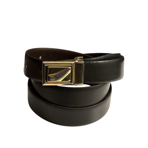 Vtg Christian Dior Reversible Leather Belt Black Brown Two Tone Buckle Men’s LG